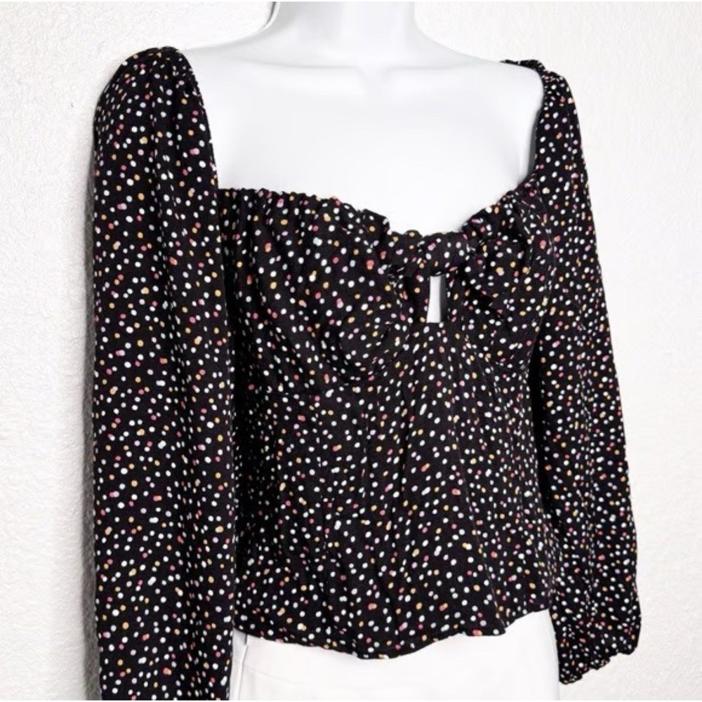Reformation Square Neckline Polka Dot Top Size 12